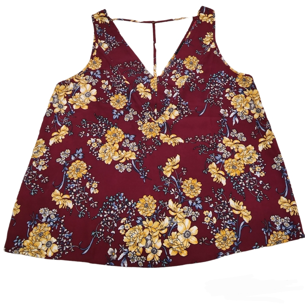 Timing Womens Gameday Maroon & Floral Sleeveless Top/Blouse Size Large